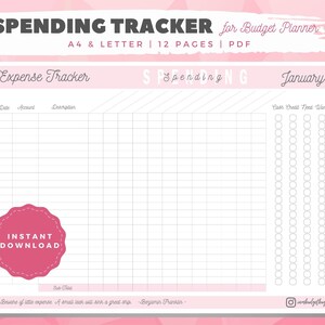 Spending Tracker | Expense Tracker | Budget Planner | Spending Log | Finance Planner | Money Tracker | Instant PDF Printable Download