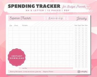 Spending Tracker | Expense Tracker | Budget Planner | Spending Log | Finance Planner | Money Tracker | Instant PDF Printable Download