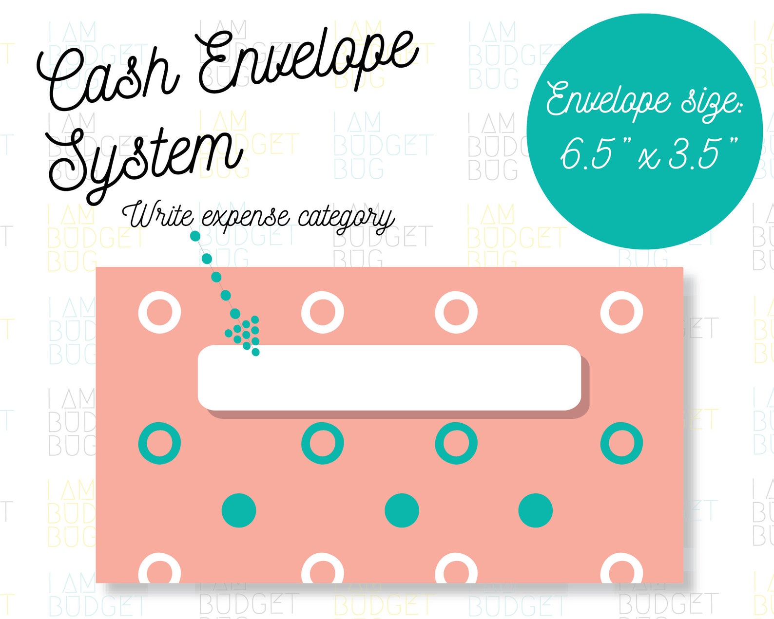 Cash Envelope Printable horizontal, Set of 5 Perfect for Dave Ramsey