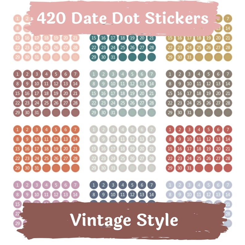 Colored Date Dot Stickers/foiled Date Dot Stickers/foiled Planner Stickers/pink Date Dots/blue