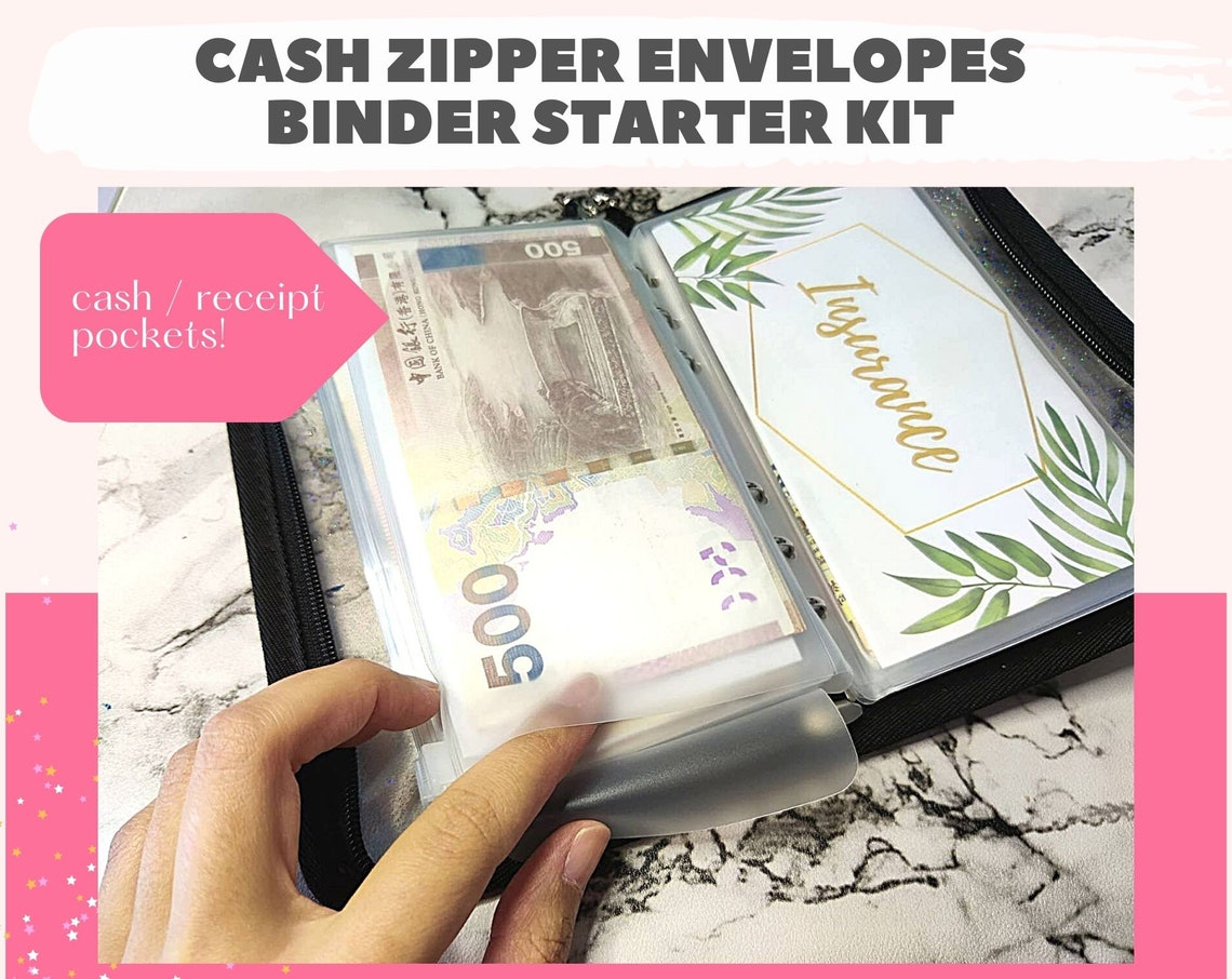 Cash Zipper Envelopes BINDER STARTER KIT Budget Envelopes Etsy