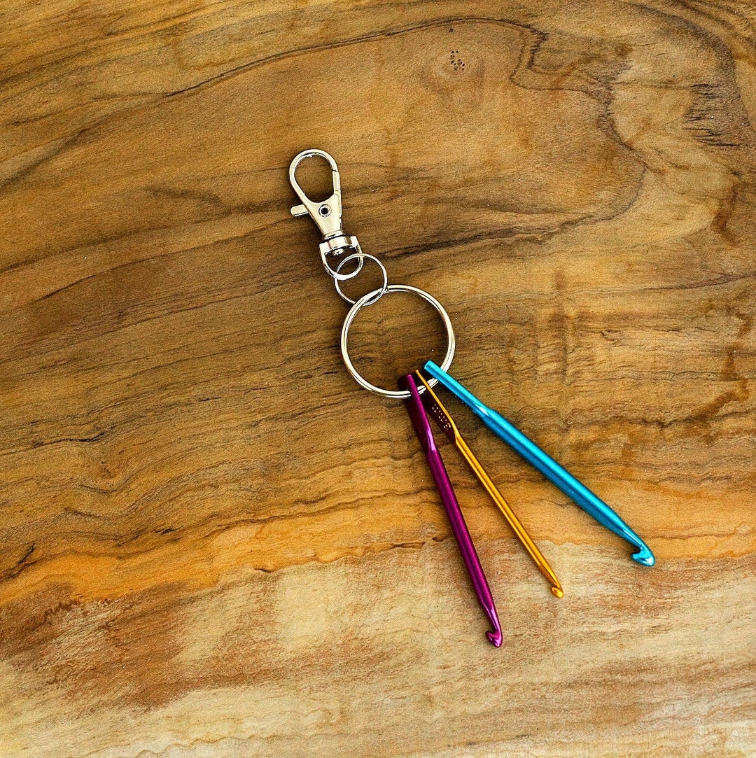 Crochet Hook Keychain Travel Hook Set Notion Metal Crochet Hook Etsy