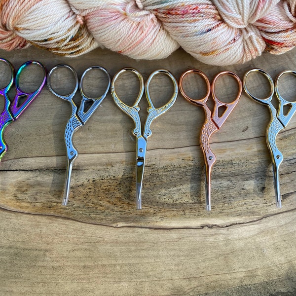 Stork Scissors | Rose Gold Embroidery Scissors | Knit Crochet Fiber Art Notions