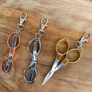 Travel Fold Up Scissors | Knitting & Crochet Notions | Rose Gold Silver Gold