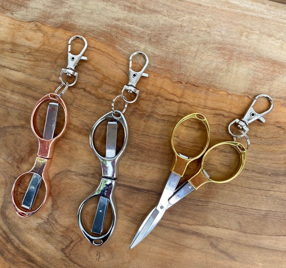 Travel Fold Up Scissors | Knitting & Crochet Notions | Rose Gold Silver Gold