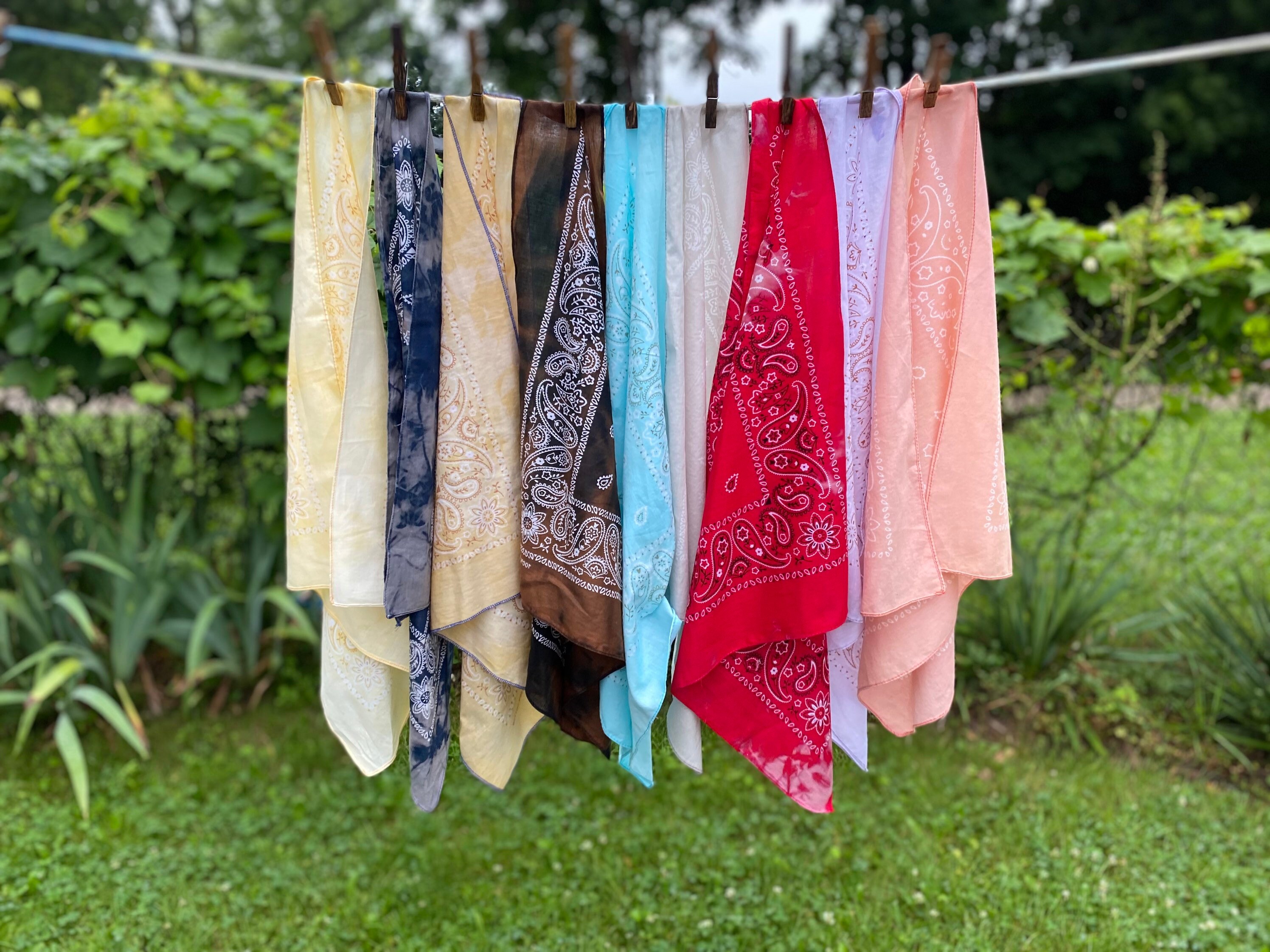 Hand Dyed Bandana | 100% Cotton | Distressed | Ice Dye | Face Coverin…