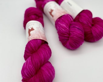 Fierce | Lux DK Single Ply | 100% Superwash Merino Wool Hand Dyed DK Weight Yarn Bright Pink