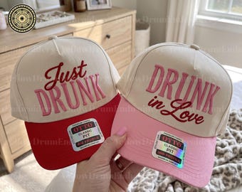 Archivo de bordado "Just Drunk", archivo de bordado "Drunk In Love", bordado divertido para gorra de camionero, descarga digital de gorra