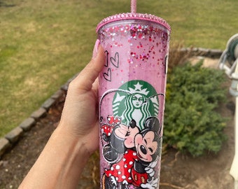 Mickey and Minnie valentine snow globe tumbler