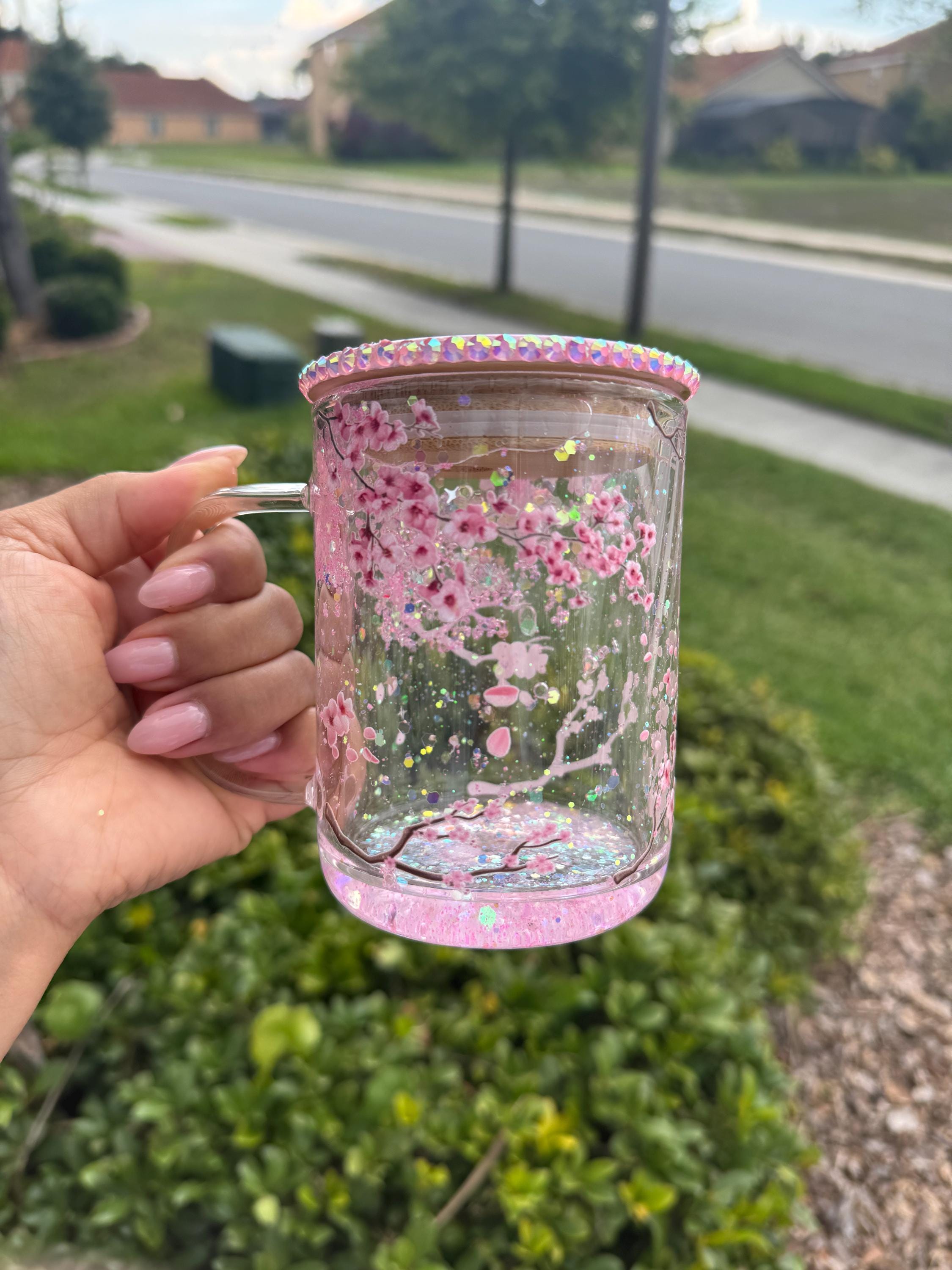 Sakura snowglobe mugs