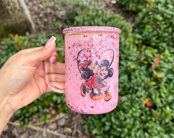 Mickey Minnie valentine snow globe mug