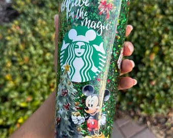 Mickey christmas snowglobe tumbler