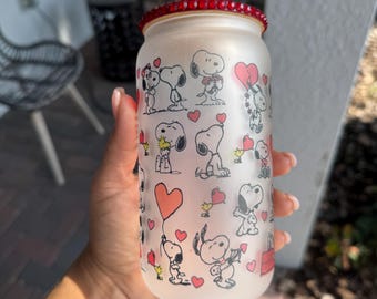 Snoopy valentine glass