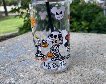 mickey and friends halloween glass can