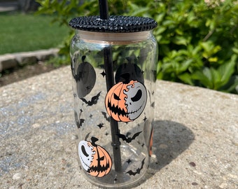 Jack pumpkin king glass can