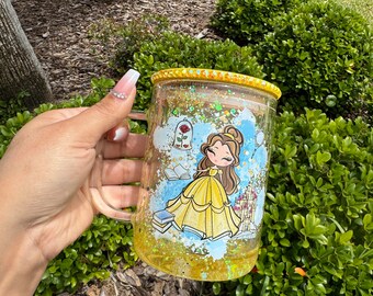 Belle snowglobe glass mug