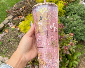 Gingerbread christmas snow globe tumbler