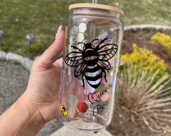 Bee glass tumbler