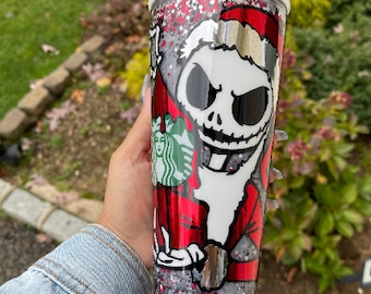 Christmas jack skellington snow globe tumbler