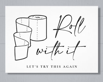 Funny Change The Date Wedding Invitation with Toilet Paper Roll, Modern  5x7 Corjl Editable Template, Downloadable Printable JPG PNG and PDF