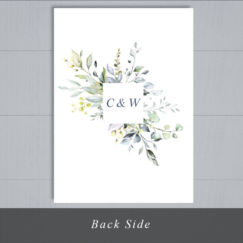 Elegant Watercolor Eucalyptus Greenery Wedding Printable Invitation Corjl downloadable editable template png, jpg, pdf image 3