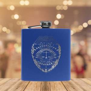 Personalized Police Shield Flask - Law Enforcement Gift