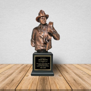 Personalized Copper Finish Firefighter Award - Firefighter Statue