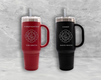 Firefighter 40oz Stainless Steel Tumbler - Personalized Firefighter Gift