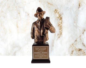 Copper Finish Firefighter Bust Award - Fire Department Presentation