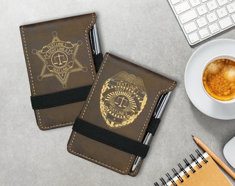 Personalized Law Enforcement Gift - 3x4 Police Shield or Sheriff Star Notepad