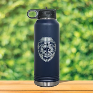 Personalized Police Shield Water Bottle - Law Enforcement Gift