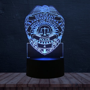 Personalized Police Gift - Light Up Acrylic Police Badge