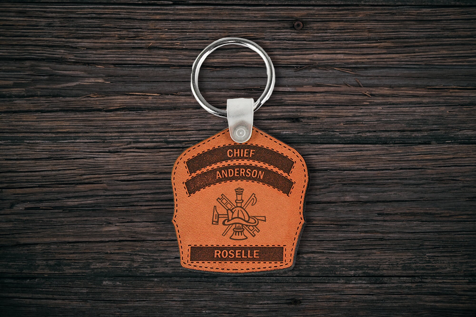 Leather Firefighter Helmet Shield Keychain Firefighter Gift Etsy
