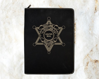 Sheriff Zippered Leatherette Padfolio with Paper - Law Enforcement Gift