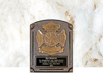 Bronze Firefighter Plaque - Firefighter Award