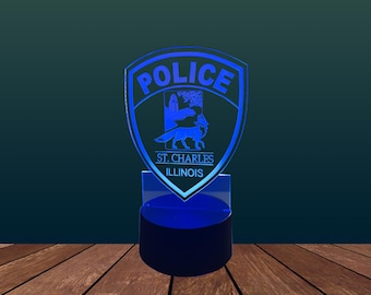 Light Up Acrylic Heart Maltese Cross - Personalized Firefighter Gift