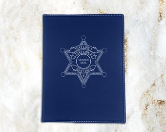 Personalized Sheriff Star Padfolio, Police Notebook Gift