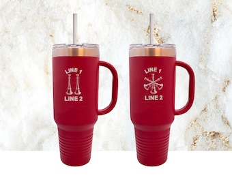 Personalized 40oz Stainless Steel Firefighter Tumbler - Fire Department Gift
