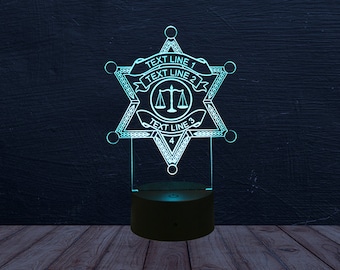 Personalized Sheriff Gift - Light Up Sheriff Star Acrylic