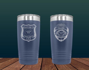 Personalized 20oz Tumbler with Police Shield Art