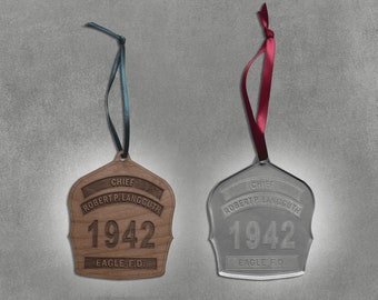 Firefighter Helmet Shield Ornament - Personalized Christmas Gift