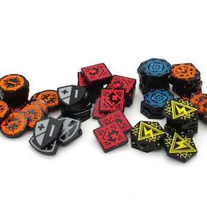 Black Opaque Token Set - KeyForge Acrylic Tokens