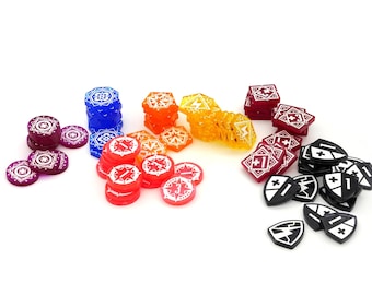 Colored Transparent Token Set - KeyForge Acrylic Tokens