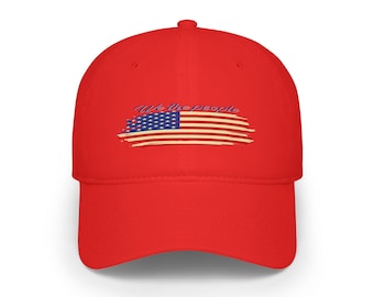 Patriotic Red Baseball Cap: Low Profile Cotton Twill, Adjustable
