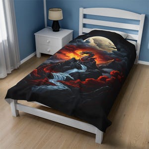 Fire Dragon Plush Blanket: Mythical Creature Fleece Throw