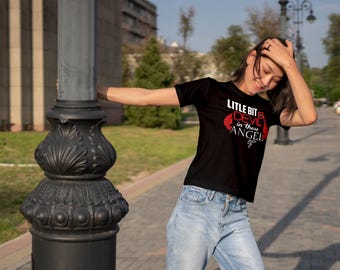 Little Bit of Devil in These Angel Eyes Graphic Tee: Edgy Unisex Softstyle T-Shirt