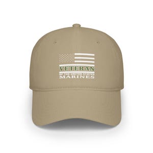 US Marines Veteran Baseball Cap: Low Profile Cotton Twill Military Hat