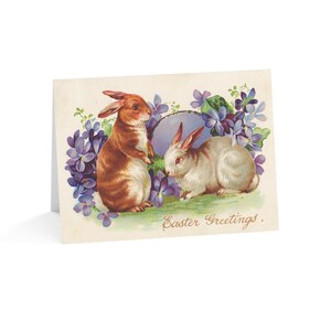 Tarjetas de felicitación, tarjetas vintage de feliz Pascua, tarjetas navideñas, tarjetas de conejito de Pascua, tarjetas de huevos de Pascua, saludos de primavera, papelería de Pascua