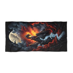 Fire Dragon Beach Towel: Fantasy Art, Summer Accessory