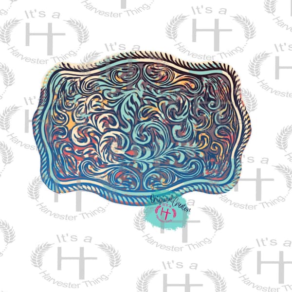 WESTERN PNG BUCKLE Sublimation, Rodeo Png, Cowgirl Png, Punchy Png, Ranch Png, Farm Png, Trophy Buckle Png, Barrel Racer Png, Turquoise Png